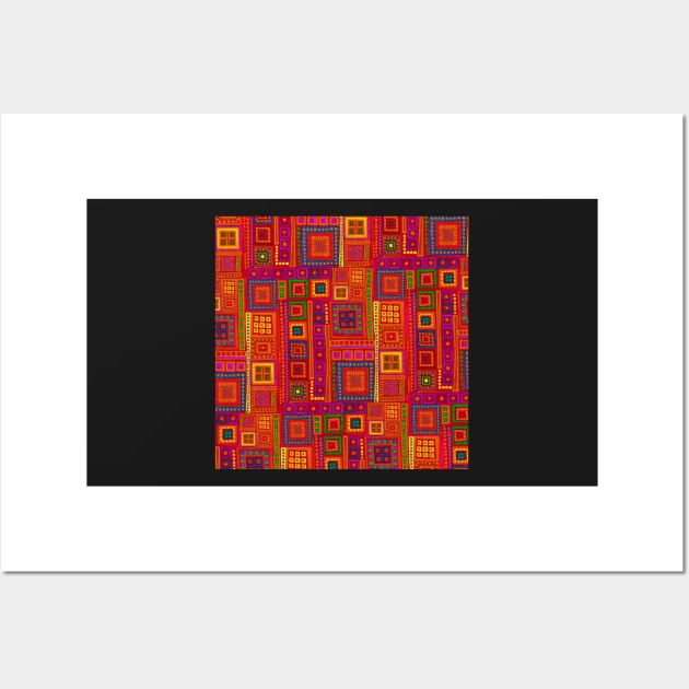 Hot Color Squares inspired by India Wall Art by astrongwater